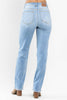 High Waist Contrast Wash Thermal Straight Denim Jean | Judy Blue