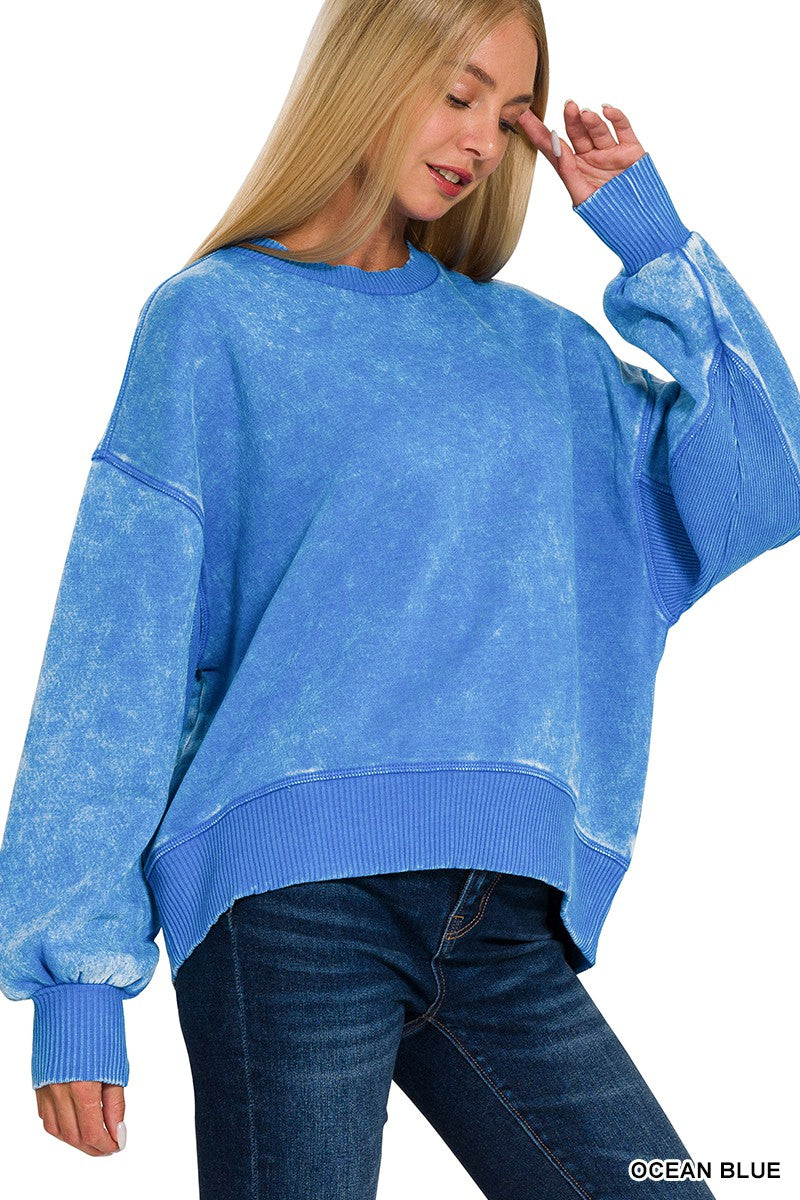 You Need This Acid Wash Fleece Sweatshirt - Final Sale