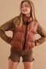 Layered in Leather Puffer Vest (2 COLORS)