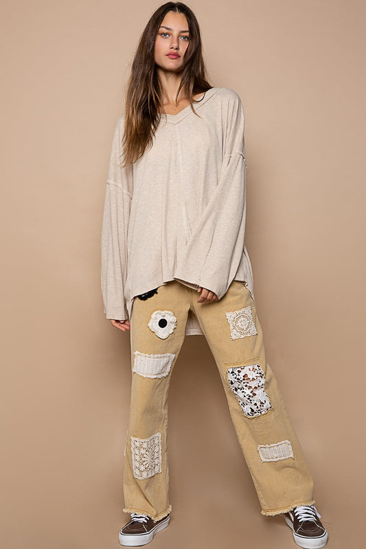 Oversize v-neck long sleeve solid basic top* LAS VEGAS LIVE PREORDER