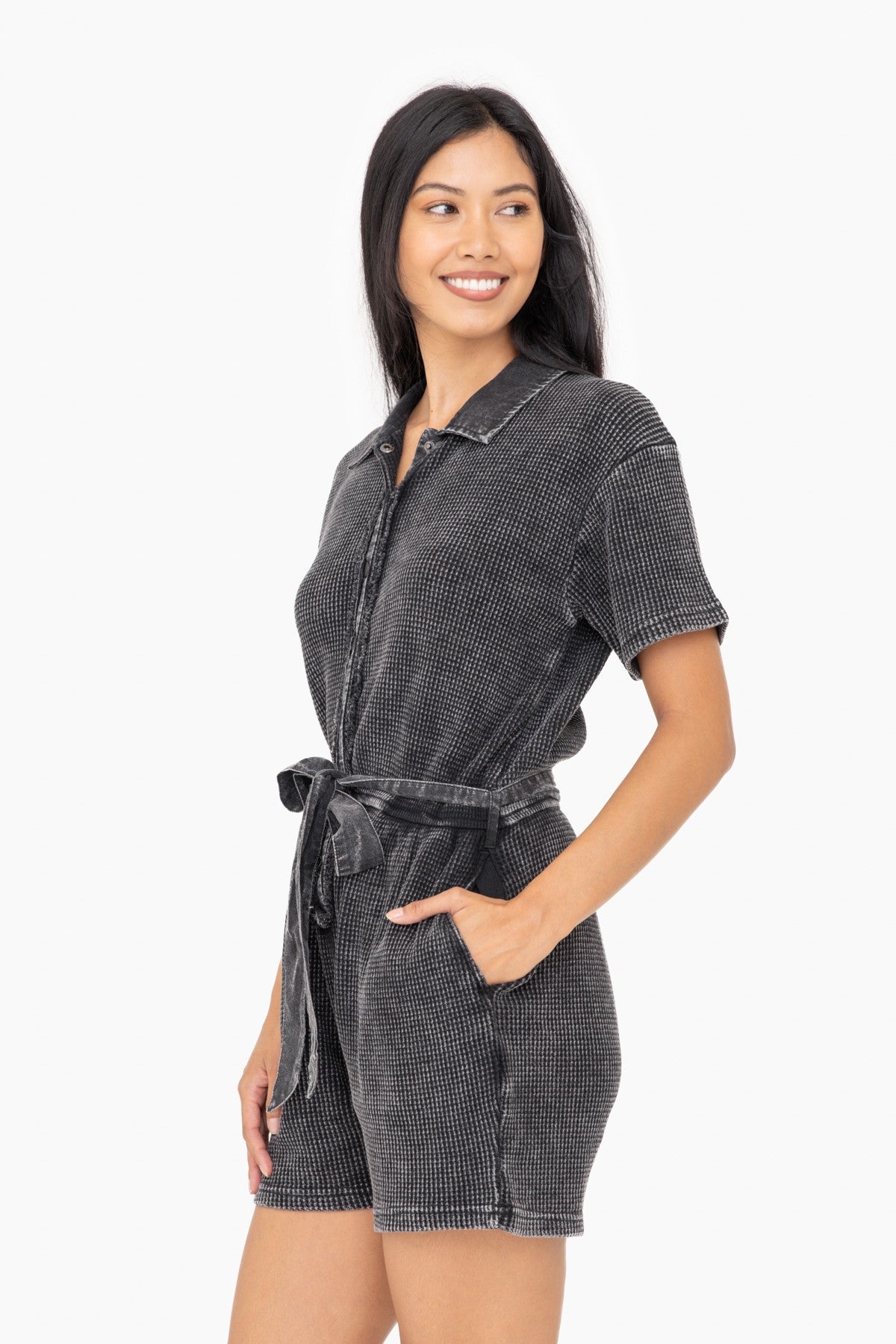 Mineral Wash Cotton Romper | Mono B - Final Sale