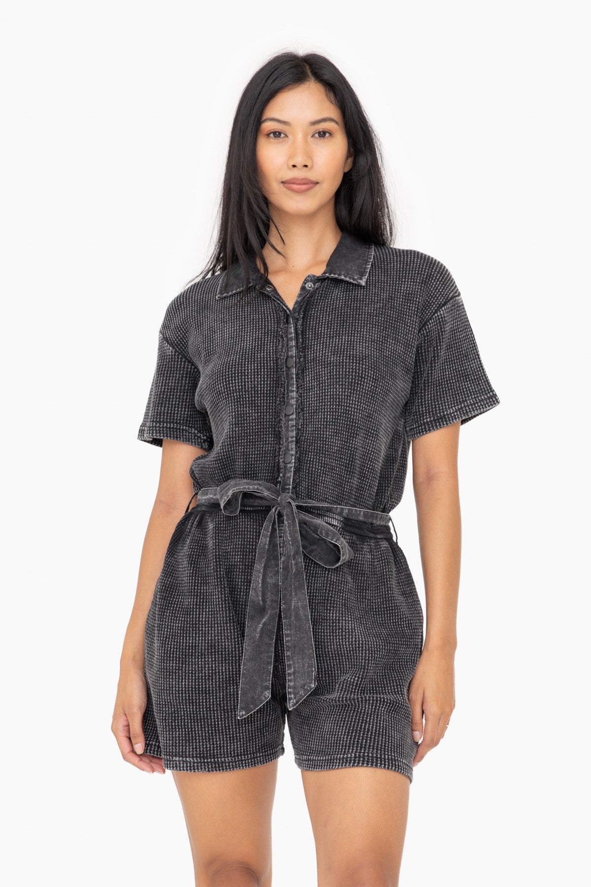 Mineral Wash Cotton Romper | Mono B - Final Sale