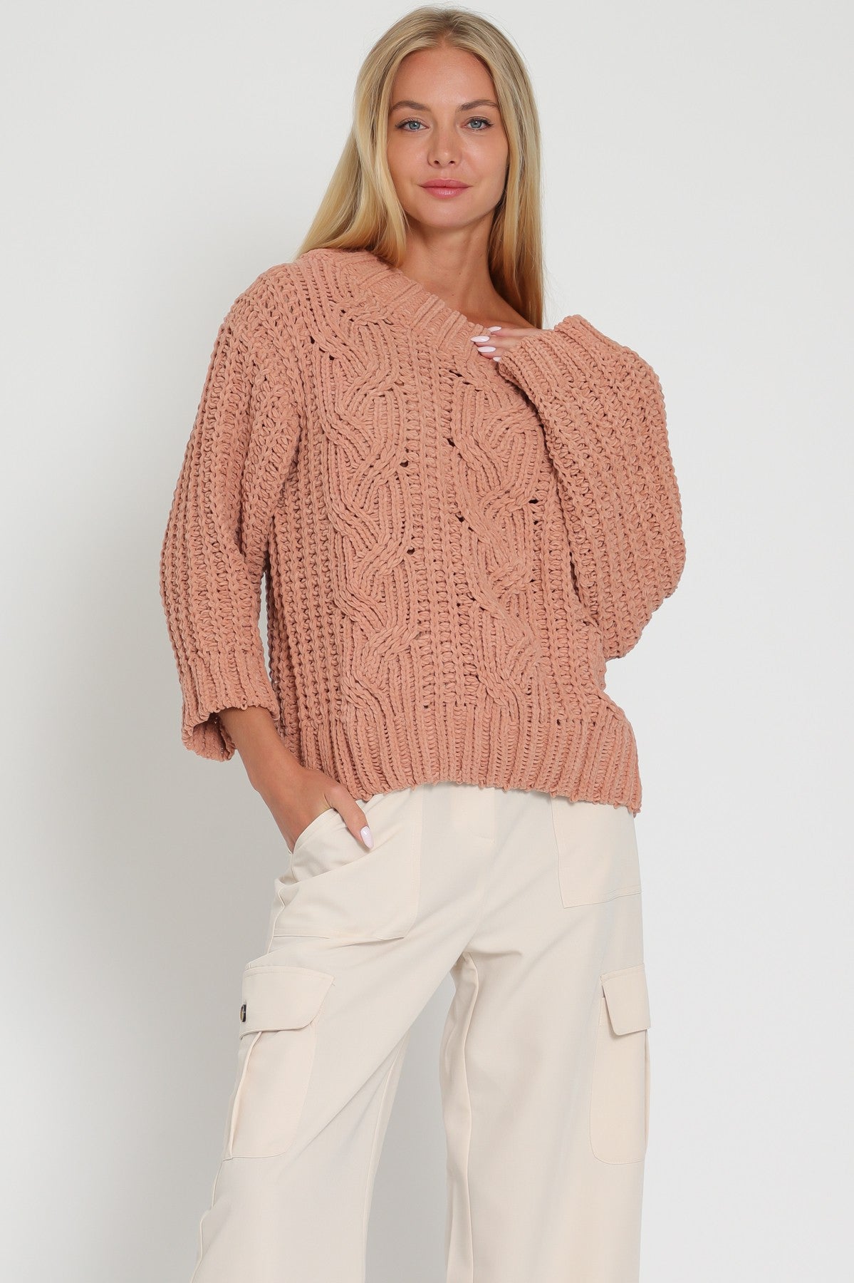 Make me Blush Rose Off the Shoulder Sweater