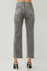 Acid Black High Rise Frayed Hem Straight Denim Jeans | RISEN - Final Sale
