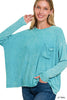 Washed Ribbed Dolman Long Sleeve Top - Final Sale