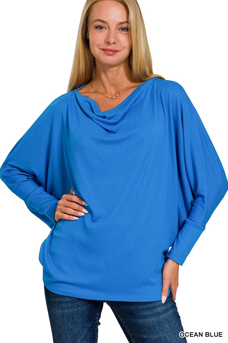 ocean blue dolman top 