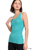 Washed Ribbed Scoop Neck Tank Top | ZENANA *DEAL