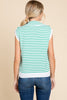 Kelly Green Striped Knit Vest Top with Pockets