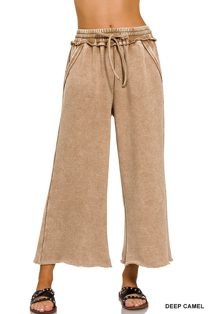 Acid Wash Fleece Palazzo Sweatpants