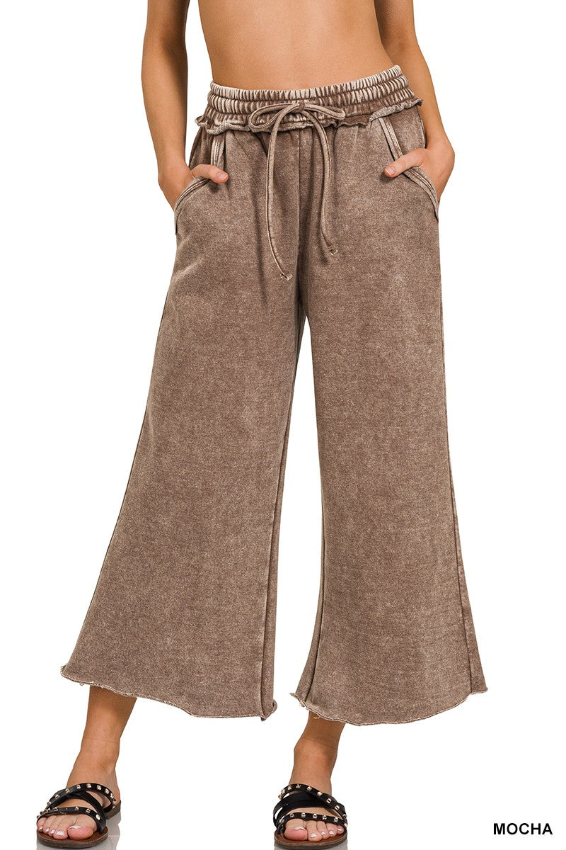 Acid Wash Fleece Palazzo Sweatpants