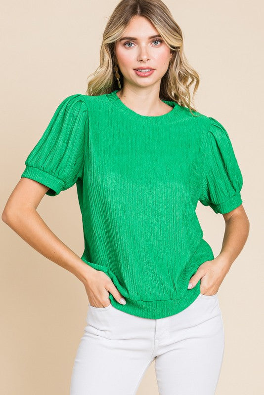 Textured Peasant Sleeves Top - Final Sale