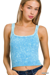 Reversible Vintage Wash Cropped Tank Top - New Colors