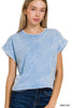 The Lakin Washed Cotton Cuffed Short Sleeve Top | ZENANA DEAL