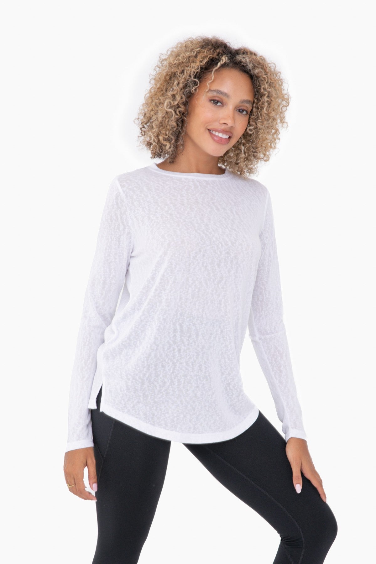 Modal-Blend Crew Neck Long Sleeve Tee | Mono B