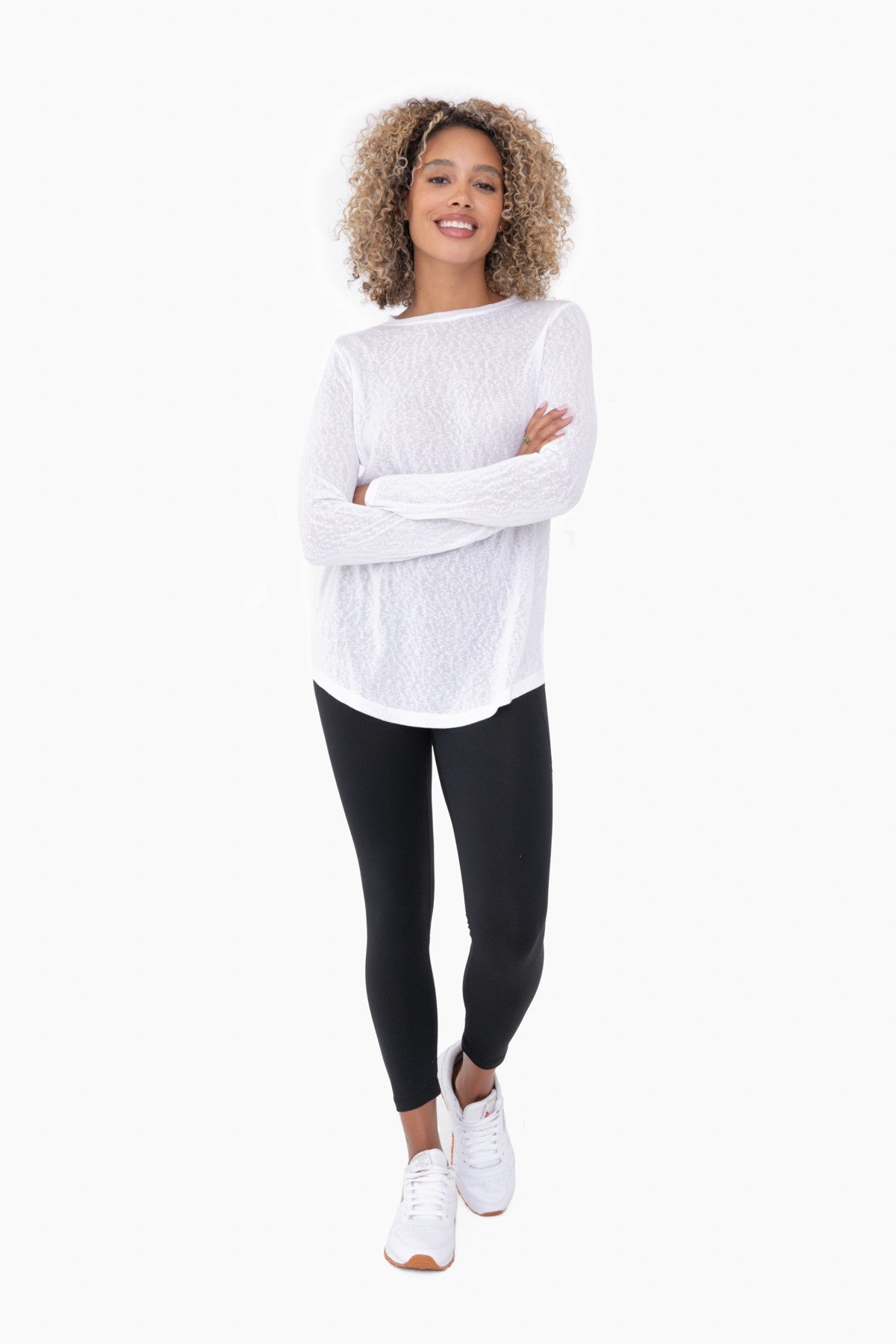 Modal-Blend Crew Neck Long Sleeve Tee | Mono B