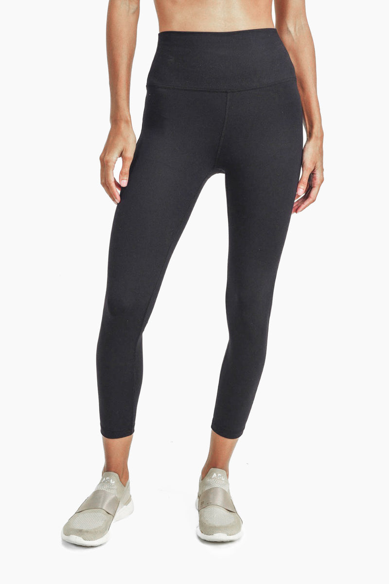 Women's Mono B, Tapered Band Solid Leggings with Back Pockets