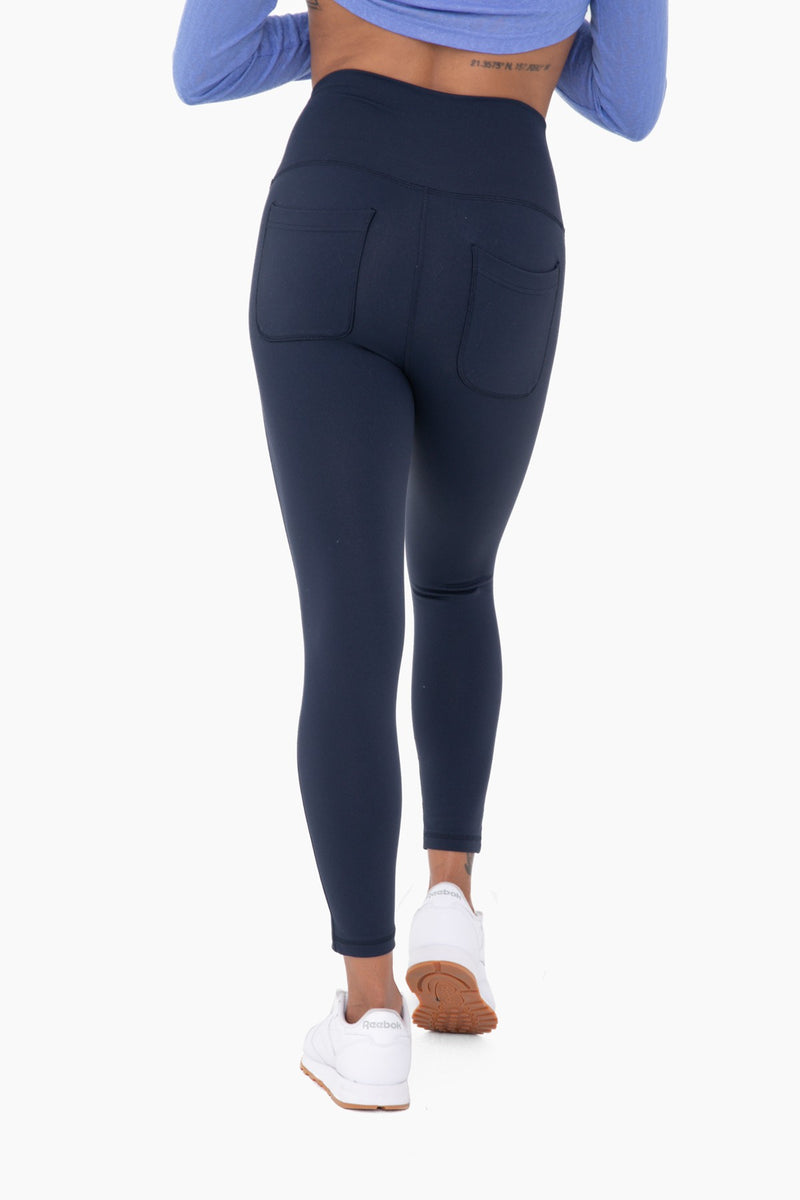 Tapered Band Solid Leggings with Back Pockets | MONO B