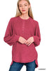 Brushed Melange Hacci Oversized Henley Sweater (9 COLORS) | ZENANA *LA LIVE PREORDER