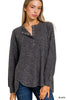 Brushed Melange Hacci Oversized Henley Sweater (9 COLORS) | ZENANA *LA LIVE PREORDER