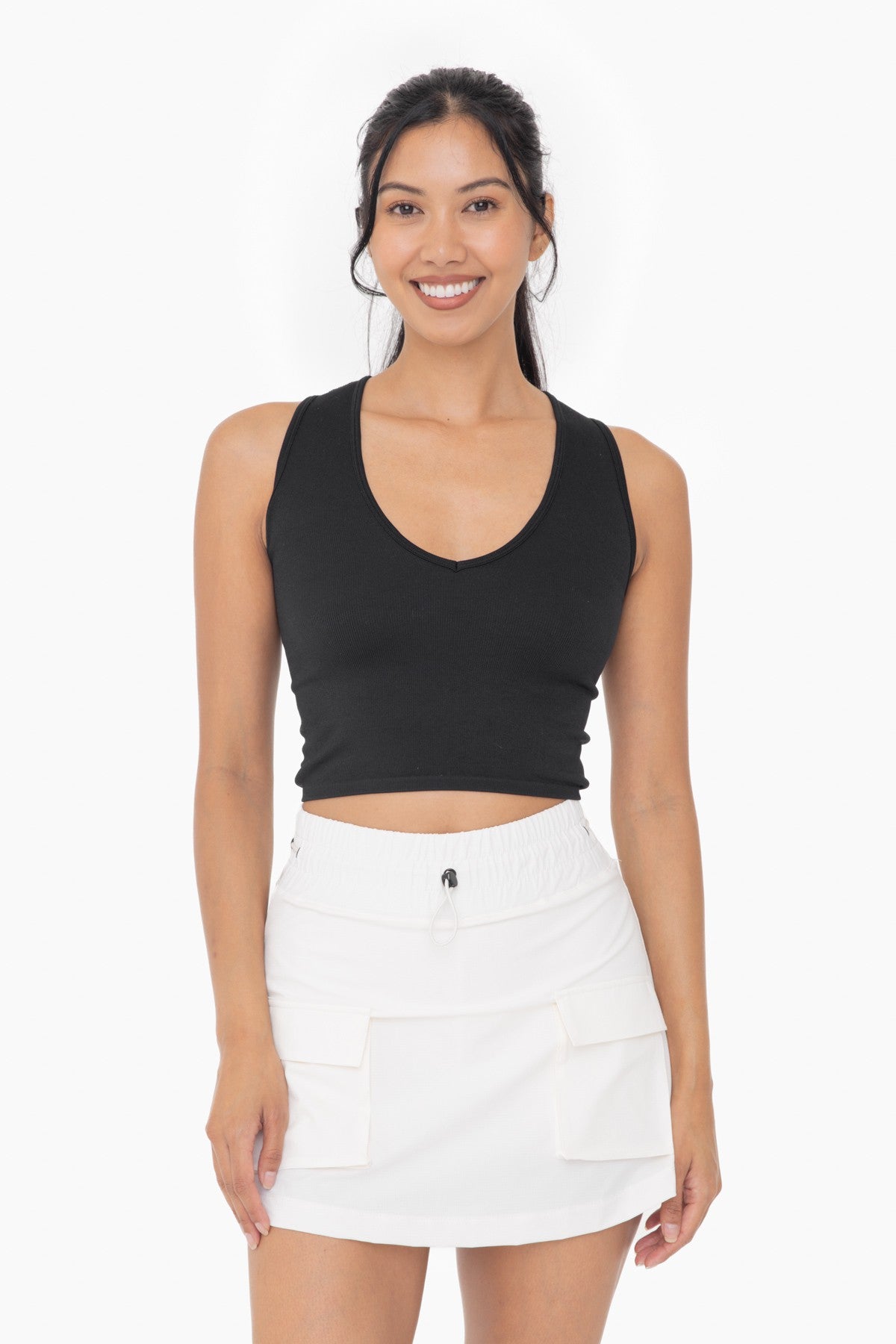 Seamless Ribbed V-Neck Crop Top | Mono B - Final Sale