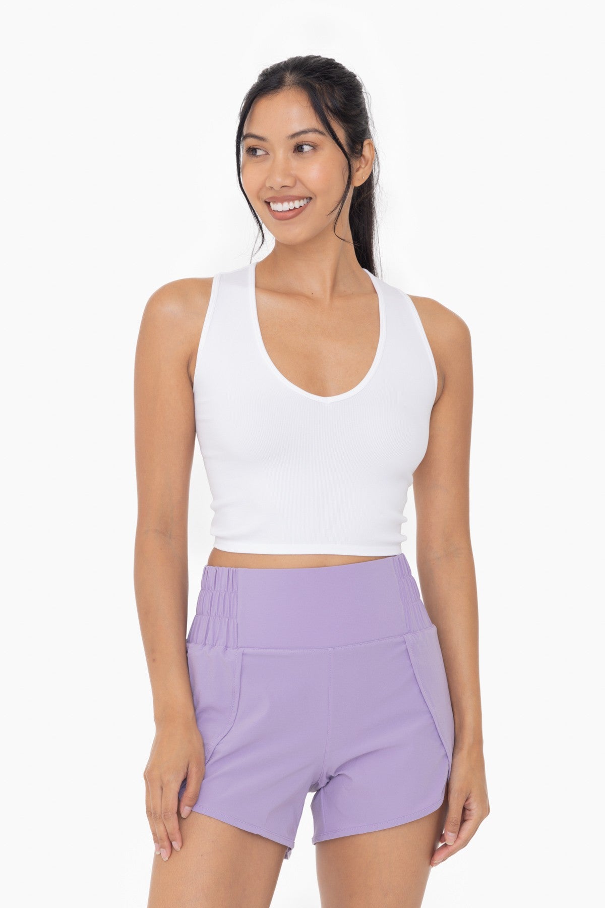 Seamless Ribbed V-Neck Crop Top | Mono B - Final Sale