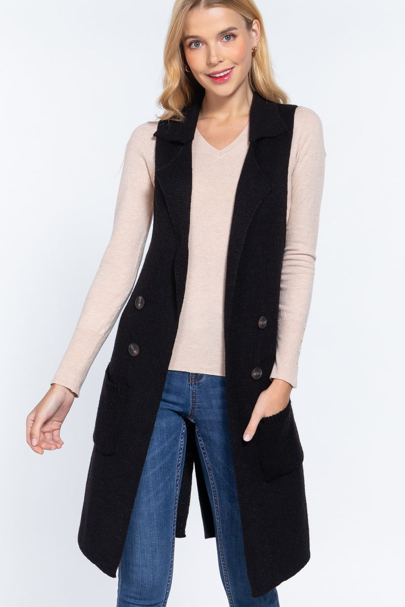 Black Long Sweater Vest - DEAL