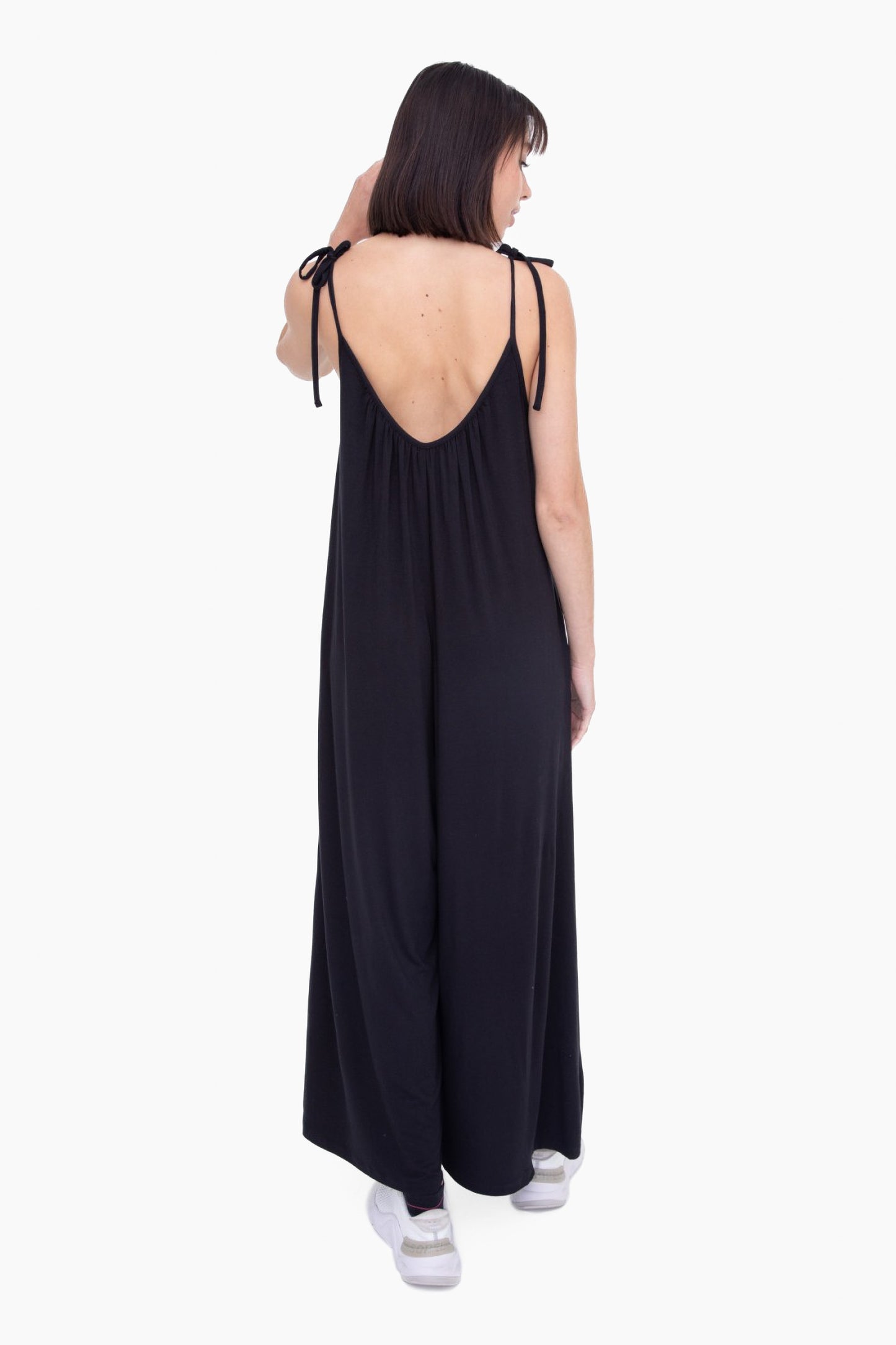 MONO B Black Adjustable Strap Oversized Lounge Jumpsuit