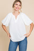 Solid Short Balloon Sleeves Top - Final Sale