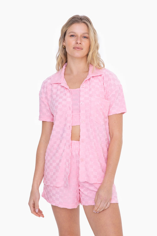 Pink Checkered Terry 3-Piece Set | MONO B