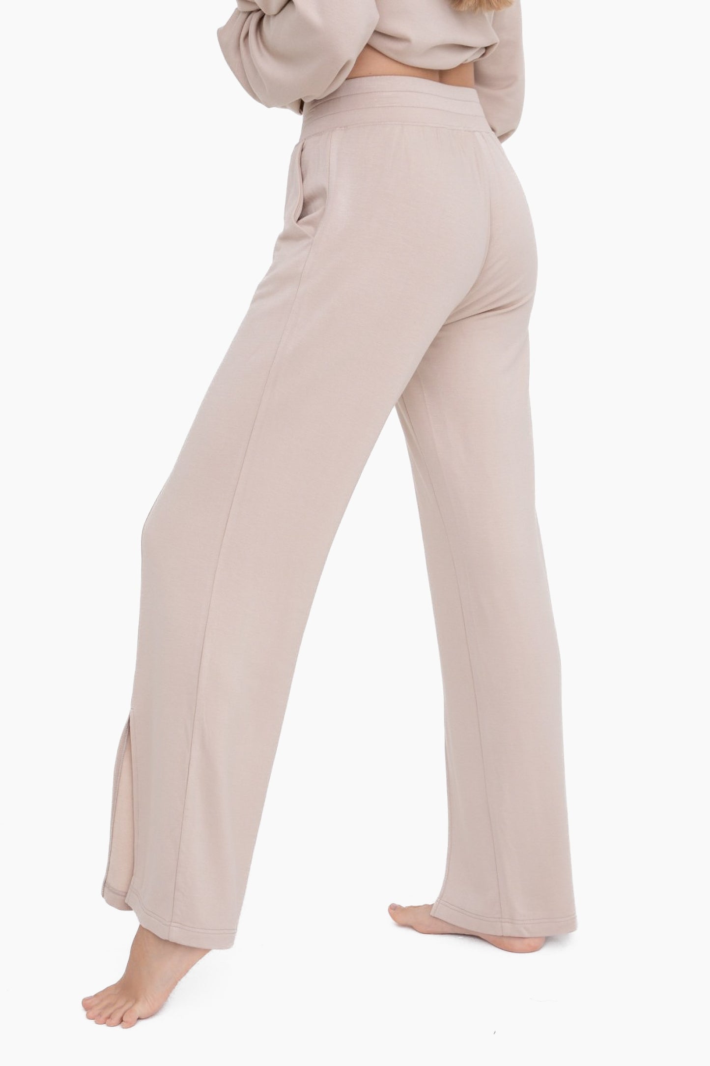 MONO B Wide Leg Pants with Bottom Slits