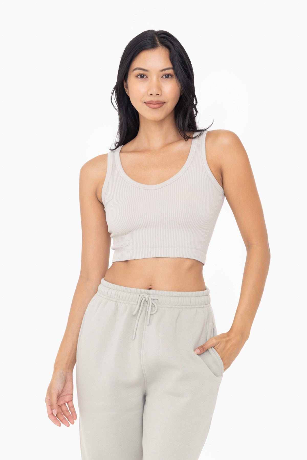 Mono B Ribbed Seamless Cropped Tank Top - Part 2 - Final Sale