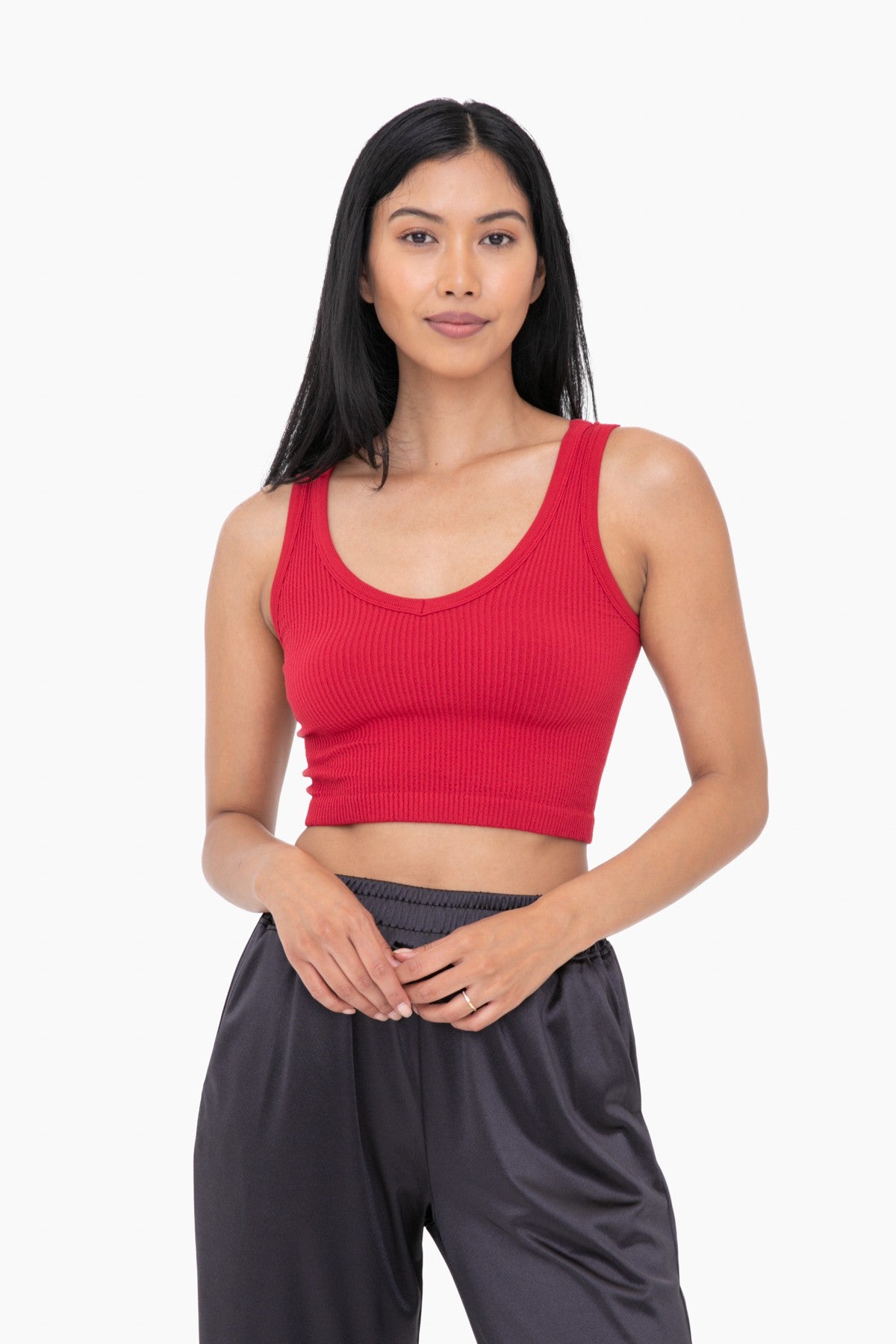 Mono B Ribbed Seamless Cropped Tank Top - Part 2 - Final Sale