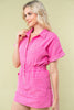 Pink Half Sleeve Solid Woven Dress - Final Sale