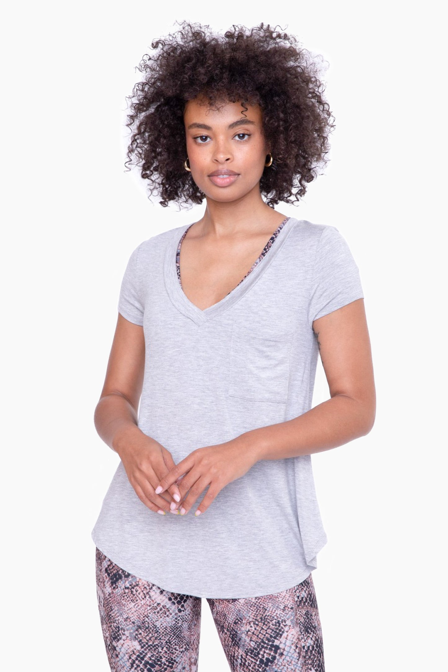 Longline Deep V-Neck Pocket Shirt | Mono B - Final Sale