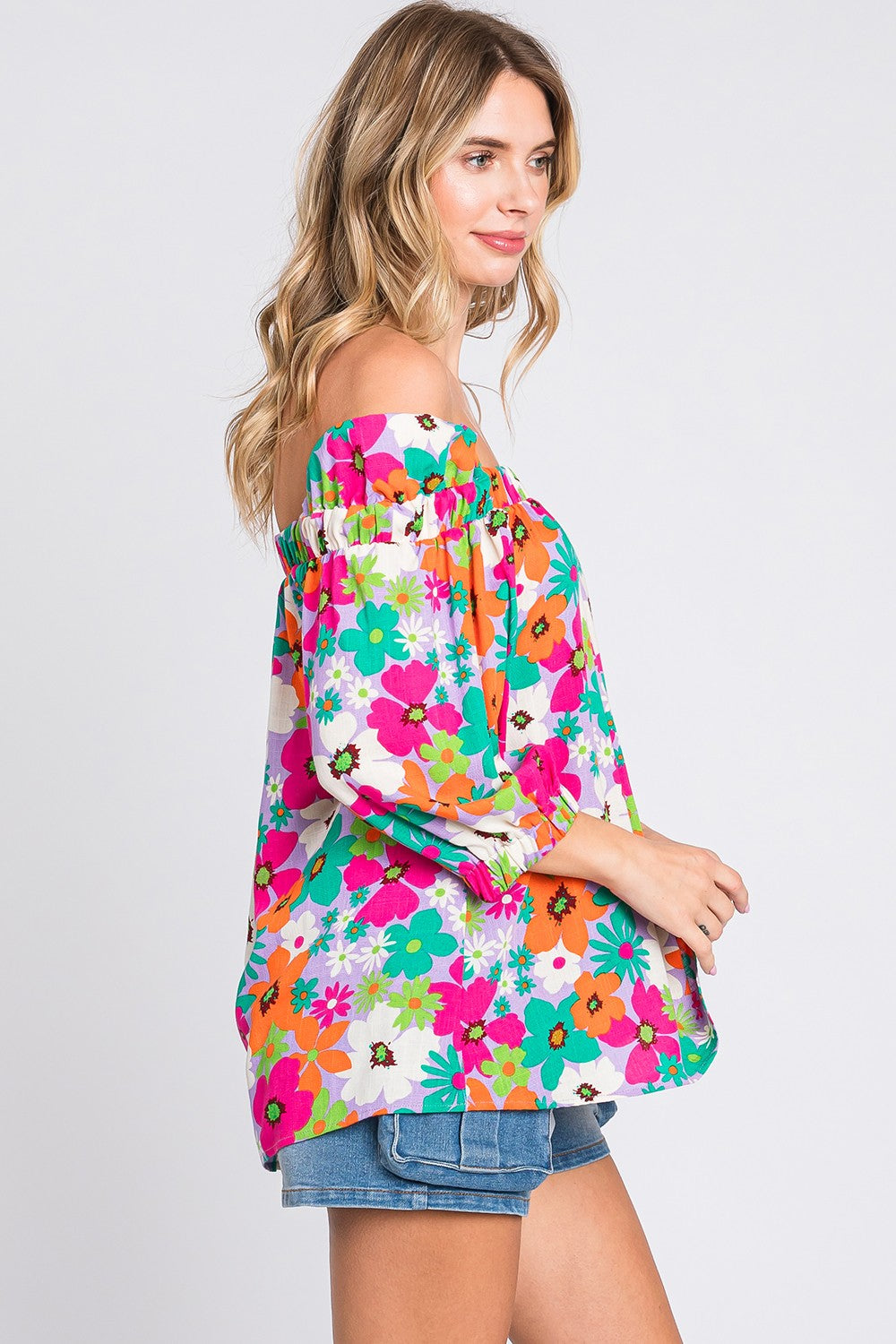 Multi Floral Off-Shoulder Blouse - Final Sale