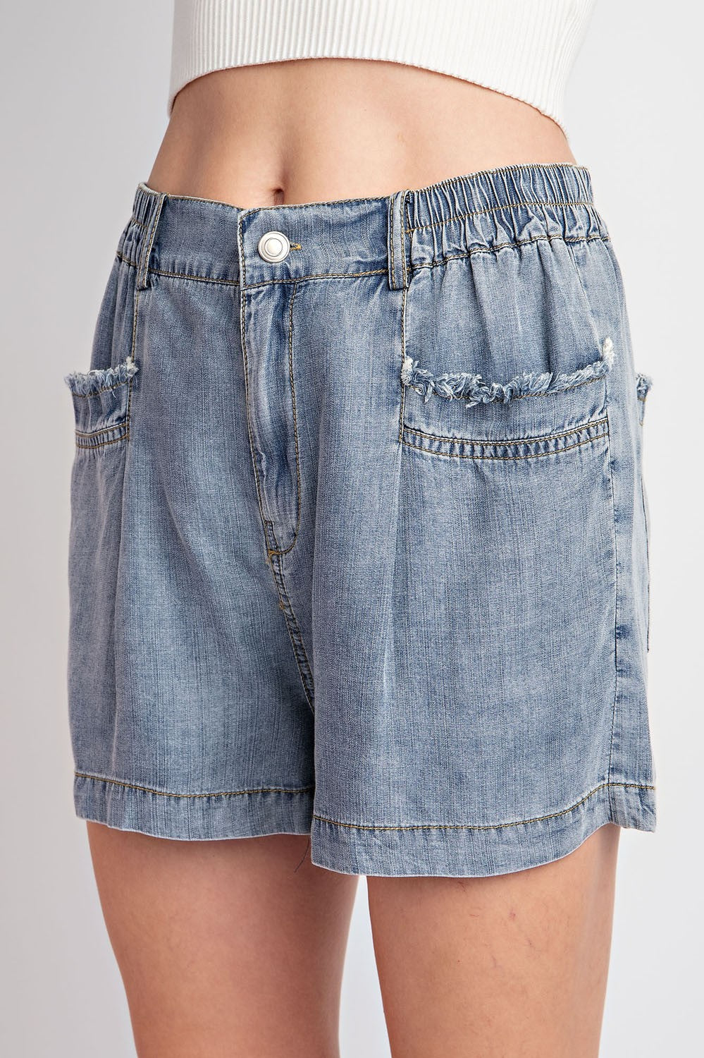 Taking Us Back Stone Washed Denim Shorts - Final Sale