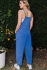 Washed Royal Oversized Solid Washed Knit Jumpsuit - Final Sale