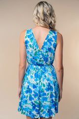 Blue Sleeveless Floral Knit Dress - Final Sale