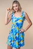 Watercolor Blue Sleeveless Floral Dress - Final Sale