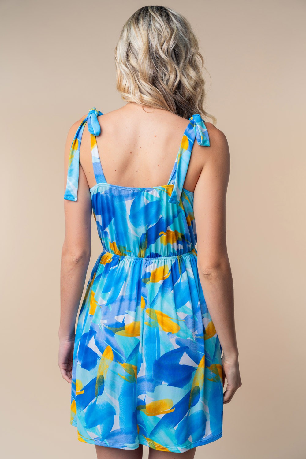 Watercolor Blue Sleeveless Floral Dress - Final Sale