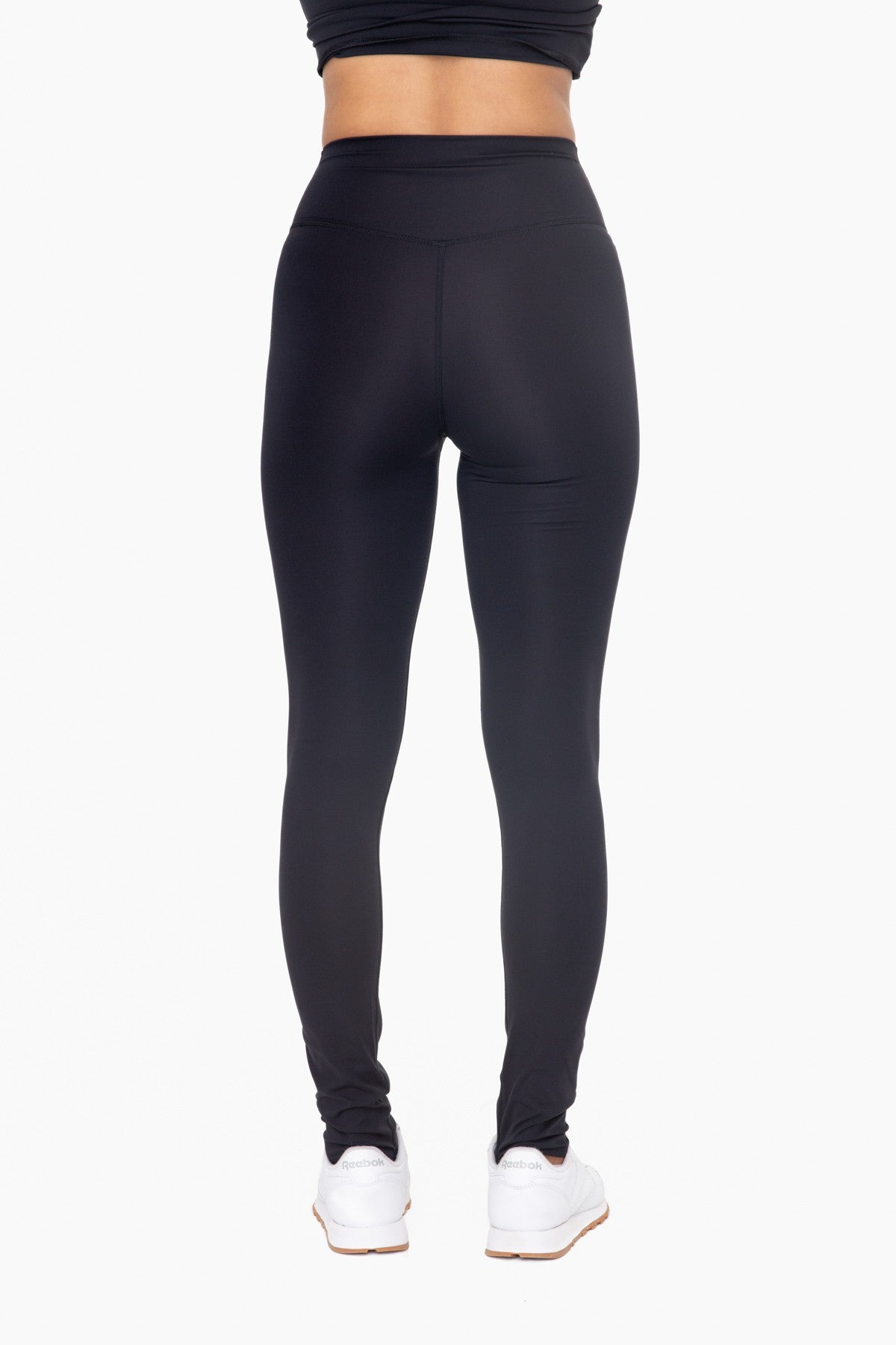 Black Venice Crossover Waist Stirrup Leggings