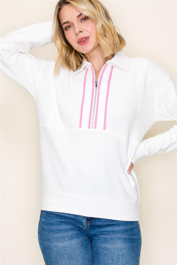 The Elle Varsity Half Zip Sweatshirt