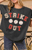 Black Strikeout Letter Patches Washed Out Short Sleeve Top  * - BiBi