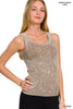 2 Way Neckline Washed Ribbed Seamless Tank Top