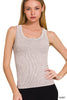 2 Way Neckline Washed Ribbed Seamless Tank Top