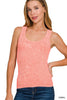2 Way Neckline Washed Ribbed Seamless Tank Top | ZENANA *DEAL