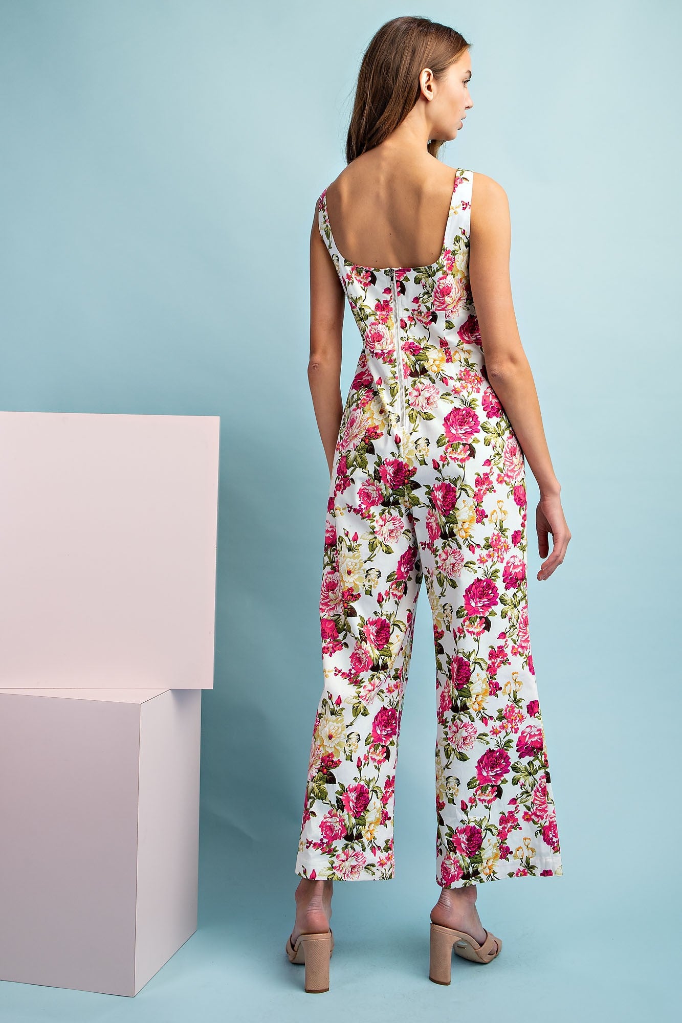 Spring Floral Ivory Jumpsuit - Final Sale