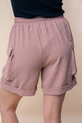 Lets Explore High Waisted Solid Knit Cargo Shorts - Final Sale