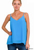 Swiss Dot Adjustable Strap V-Neck Cami Top - Final Sale