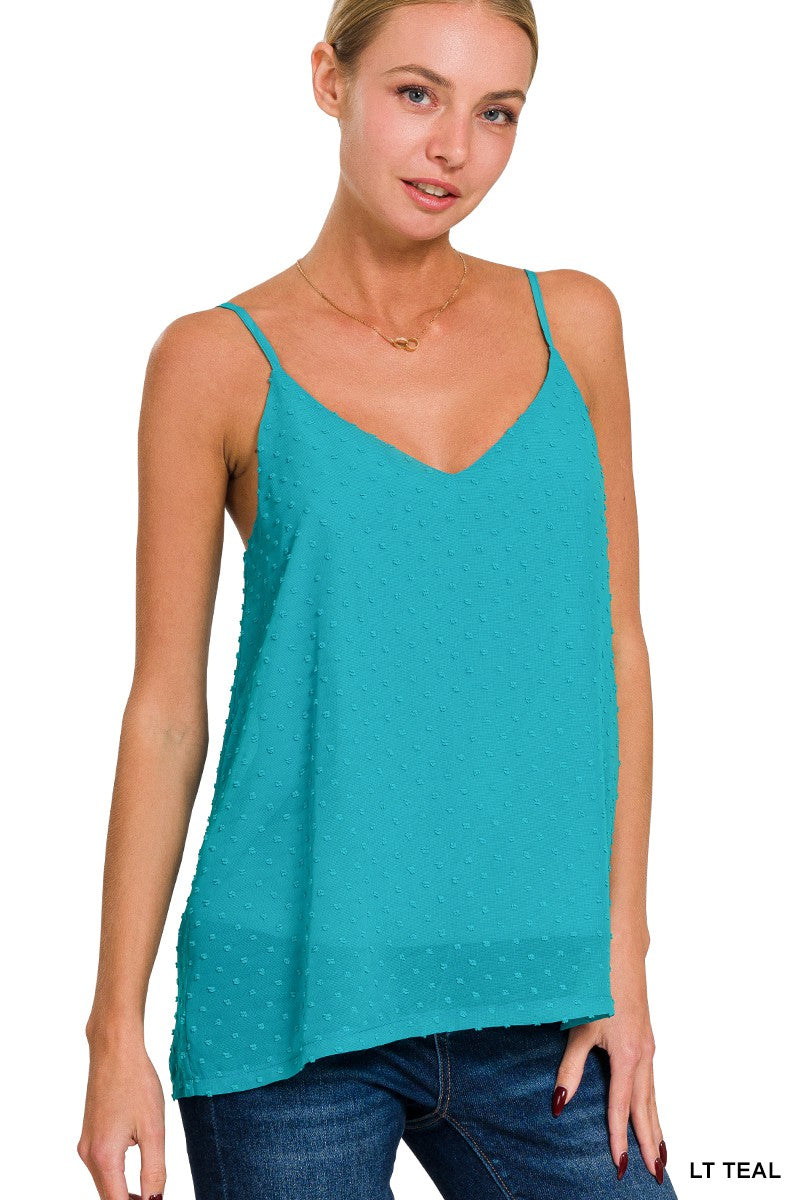 Swiss Dot Adjustable Strap V-Neck Cami Top - Final Sale